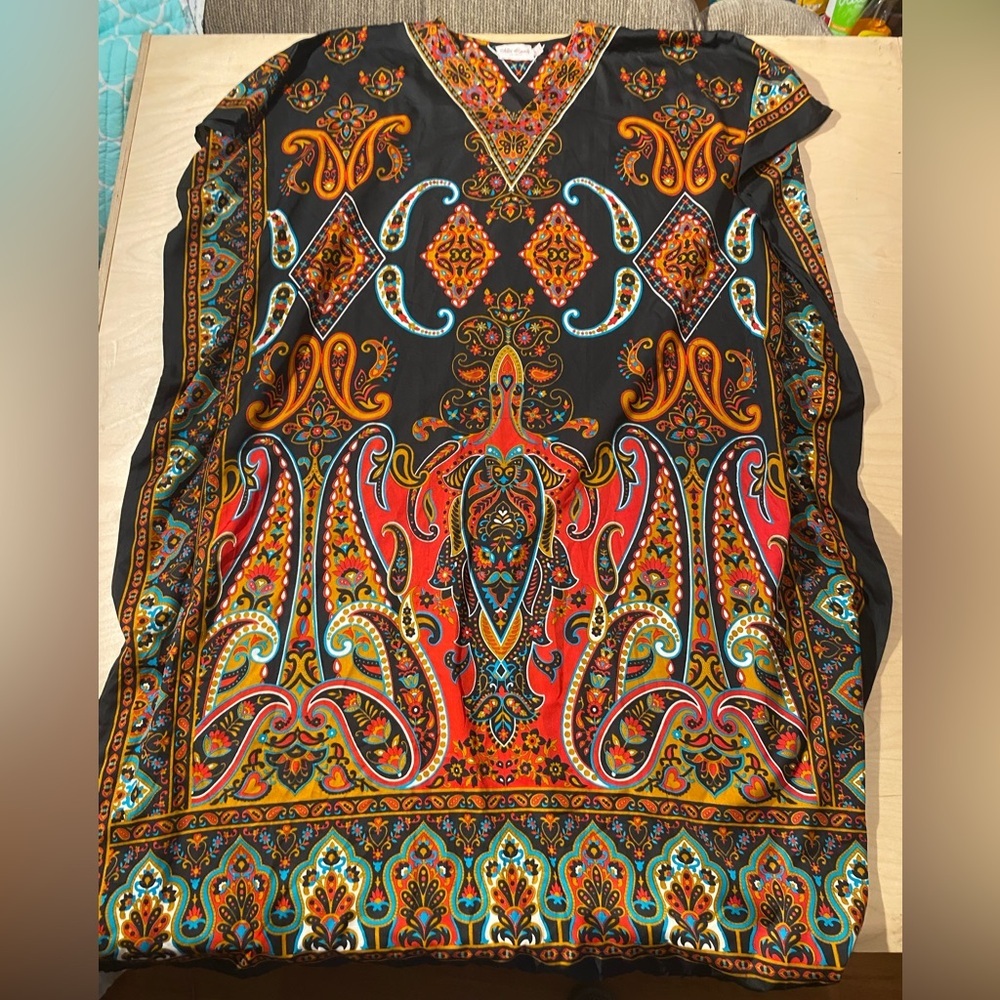 Miss Lavish London Vibrant Multicolor Kaftan Dress 20-24 (NB)